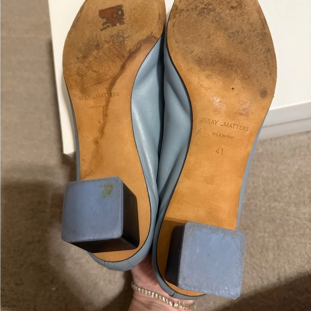 Gray Matters Mildred Blue Leather Pumps Size 41 US 11 Made in Italy